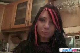 Crazy emo girlfriend stripping and teasing