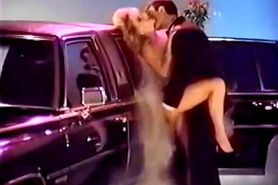 gorgeous showgirl on top of limo