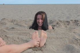 Beach tickling feet
