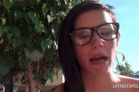 Tattooed latina in glasses gets tits played with in POV - video 2