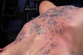 Redhead slut gets waxed and whipped