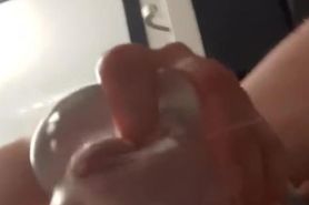 Huge dick and balls blasts cum everywhere sloppy