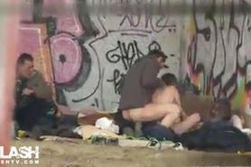 Voyeur Catches a Homeless Threesome