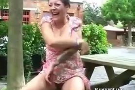 British dirty mature slut flashing outdoor