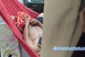Asian hot daddy got caught jerking off by his niece