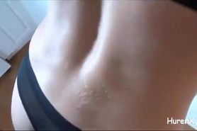Wife with perky boobs sucks and fucks in amateur video