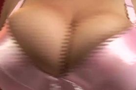 Beautiful gal silvy with large tits enjoys slim jim