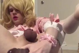Sissy princess has painful ruined orgasm after triple penetration