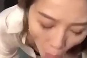 Asian Girl Gives Happy Blowjob
