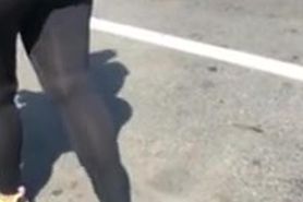 Big ass in Transparent Leggings