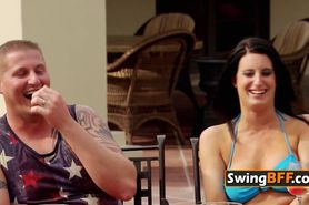 Brett and his smoking hot wife join other horny couples at swing house