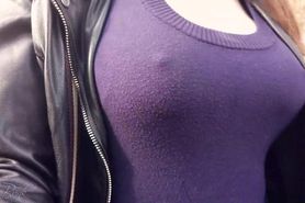 Boobwalk, rough nipples through shirt