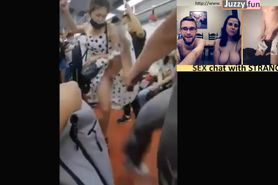 women fight in train, upskirt no panties