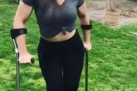 Hot Crippled Girl Crutching Around