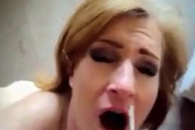MILF loves the cum shot all over her face many times