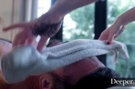 Dominating masseuse takes dick of a married man