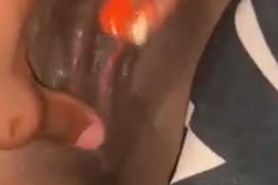 Black girl rubbing her Pussy & getting fingered