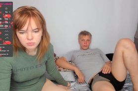 Redhead girl fucks and gets cum in mouth on webcam