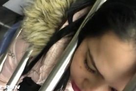 Huge Cumshot on Drunk Asian on Subway