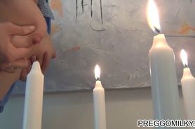 lactation candle play with real amateur housewife