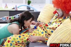 MILF celebrant Alana Cruise bangs with a horny clown