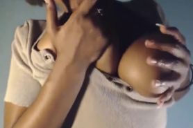 Adorable Curly ebony with natural big busty and long nails.mp4