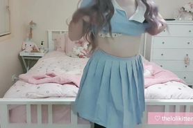 Young schoolgirl in stockings teasing you