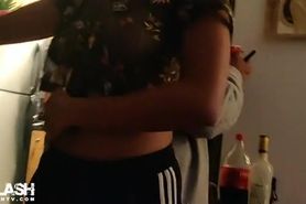 Teen Ebony transparent shirt at Party
