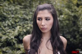 Lesbian latina enjoys rough sex with bully outdoors