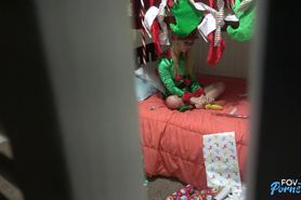 Santa Peeps on Naughty Elf Testing Toys