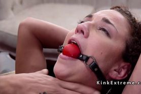 Two slaves in bondage getting anal sex