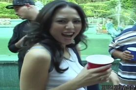 Buzzed College girl fucks at party
