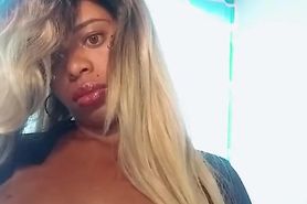 Sexy ebony with blonde wig needs to be fucked