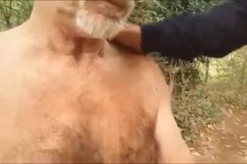 French daddy and grandpa suck & screw outdoors