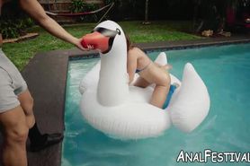 ANAL FESTIVAL - Natural tits babe Charley Hart drilled intensely by the pool