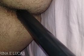 Amateur couple practicing pegging prostate play