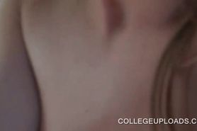College pink twat drilled in POV style close-up
