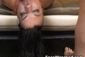 Filthy Brunette Tattooed Whore Getting Her Face Trashed