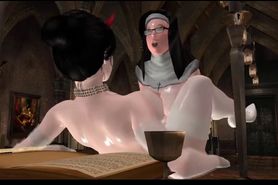 Nun and Demon fuck 3D Futanari