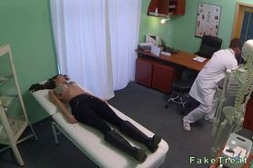 Brunette fucked by doctor on spy cam in his office