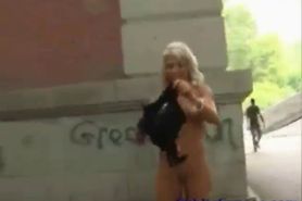 Hot Skinny Blonde Strips Naked In Public
