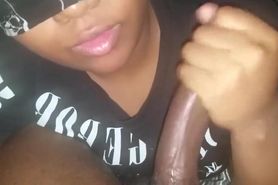 Black Slut Sucking BBC Blindfolded cum in mouth