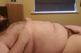 Kinky chub let's a Twitter follower control his prostate massager