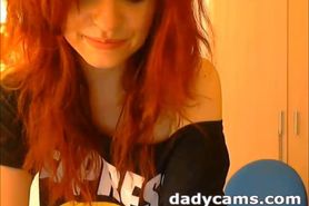 Cute redhead teen shows tits on webcam