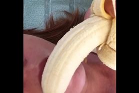 Sucks and fucking pussy juicy banana.  Close up