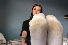 Her ultra stinky socks removal