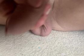 White boy with shaved pubic and amazing cock mastrubate on the carpet
