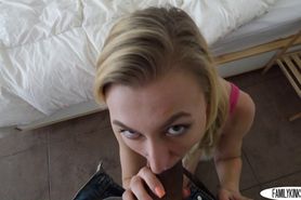 Real cock sucking blonde step sis pussy fucked