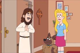 Paradise PD ANAL - sexy cartoon blonde fucked in the ass by smart guy (false Jesus) - assfucking
