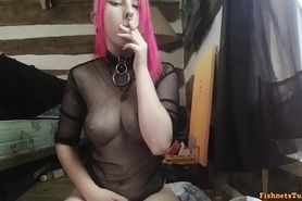 Pixie Darling - Smoking in Fishnets